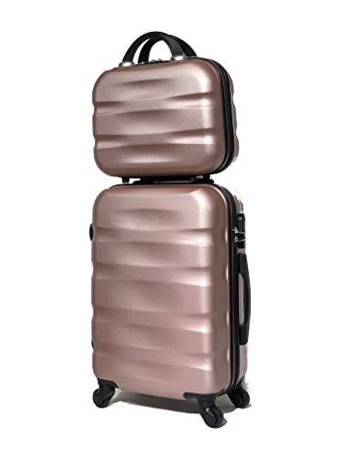 CELIMS ABS Koffer Größe Kabine und Kosmetikkoffer, Roségold (5806), S von CELIMS