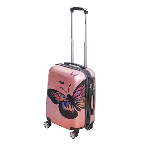 CELIMS - Koffer aus Polycarbonat – 4 Doppelrollen – TSA-Vorhängeschloss – mehr Kapazität mit Faltenbalg, Roségoldfarben, Cabine, Polycarbonat in Schmetterlingsform von CELIMS