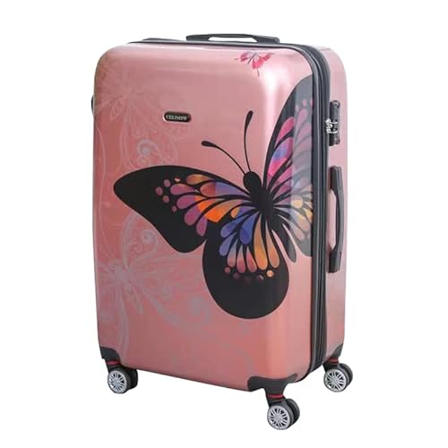 CELIMS - Koffer aus Polycarbonat – 4 Doppelrollen – TSA-Vorhängeschloss – mehr Kapazität mit Faltenbalg, Roségoldfarben, Groß, Polycarbonat in Schmetterlingsform von CELIMS