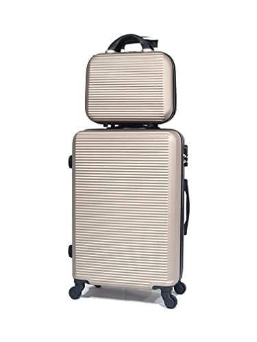 CELIMS - Leichter Koffer, zugelassen von 100+ Fluggesellschaften für eine Reise mit Vertrauen, champagne, Moyenne 65 cm + Vanity 14 Pouces von CELIMS