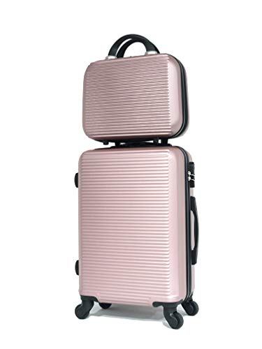 Französische Marke - Kabinengepäck mit Kosmetikkoffer - 5859 Rosa C+V von CELIMS