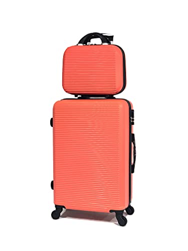 Reisekoffer 65 cm & Kosmetikkoffer, Orange #5859, 65cm & Vanity von CELIMS