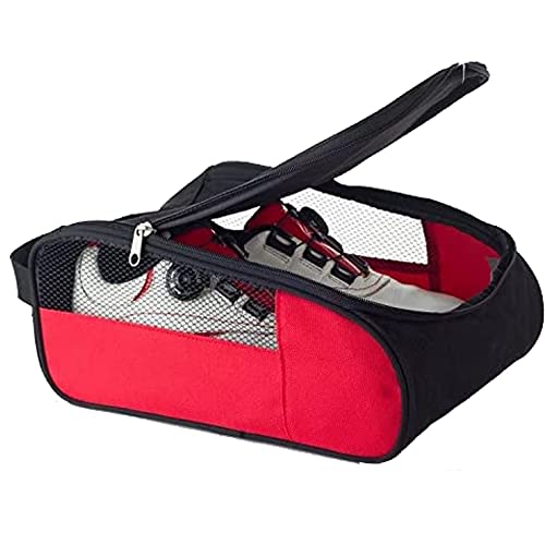 CENPEK Golfschuhtasche, Golfschuhtaschen für Herren/Damen, Outdoor-Tragetaschen mit Reißverschluss und Belüftung, Sportschuhtasche, Reiseschuhtaschen (rot und schwarz) von CENPEK