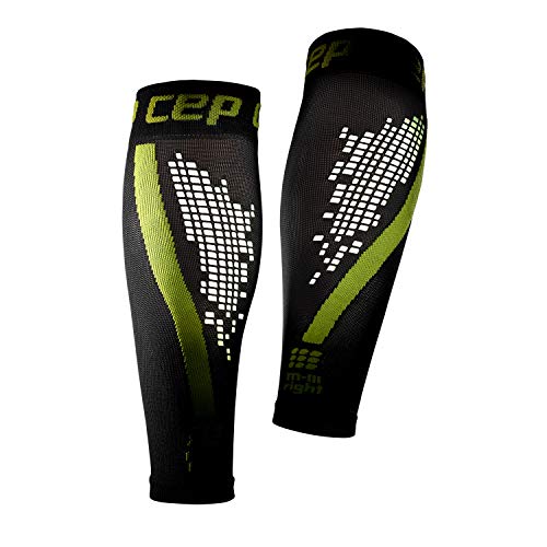 CEP - Nighttech Calf Sleeve 2.0 Reflektierende Beinstulpen/Wadenschoner für Damen, Socken für präzise Wadenkompression, Unisex, WS4L0, grün, V von CEP