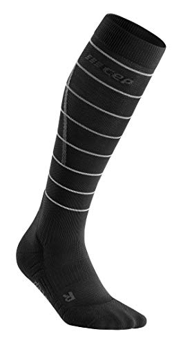 CEP Damen Reflective Socks Laufbekleidung Kompressions-Socken Schwarz - Silber Iii von CEP