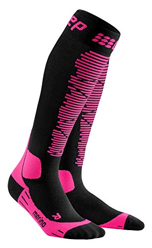 CEP – SKI MERINO SOCKS REDESIGN für Damen | Merinosocken für den Wintersport in schwarz / pink | Größe IV von CEP