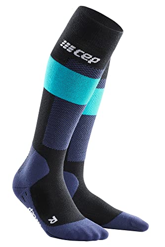CEP - Merino Skisocken Damen mit Kompression | Blau | Größe II | S | Merino Socken Skiing mit Polsterung | Anti Blasen Skisocken Merinowolle von CEP
