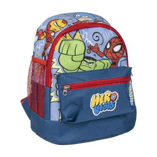 Avengers Trekkingrucksack, mehrfarbig, 23 x 27 x 15 cm, aus Polyester, Kinderrucksack mit mehreren Taschen, Gürtel und verstellbaren Griffen, Originalprodukt, entworfen in Spanien, bunt, Estándar, von CERDÁ LIFE'S LITTLE MOMENTS