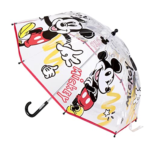 CERDÁ LIFE'S LITTLE MOMENTS Mickey Mouse Regenschirm für Kinder Transparent - Mickey Mouse Aufdruck - Manuelles Öffnen - Aus 100% POE mit Fiberglasgestell - Original Produkt in Spanien Designed von CERDÁ LIFE'S LITTLE MOMENTS