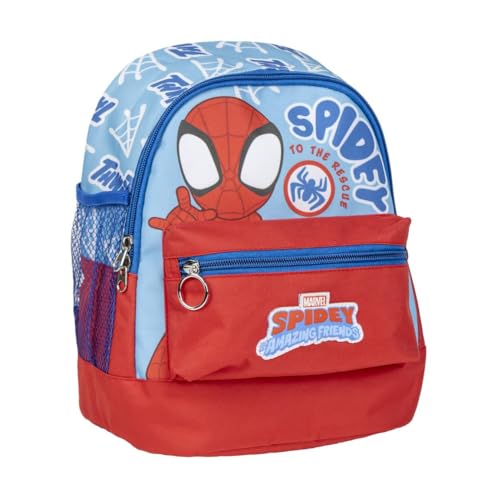 Spidey Trekkingrucksack, Blau und Rot, 23 x 27 x 15 cm, aus Polyester, mehrere Taschen, Gürtel und verstellbare Griffe, Originalprodukt, entworfen in Spanien, bunt, Estándar, Casual von CERDÁ LIFE'S LITTLE MOMENTS