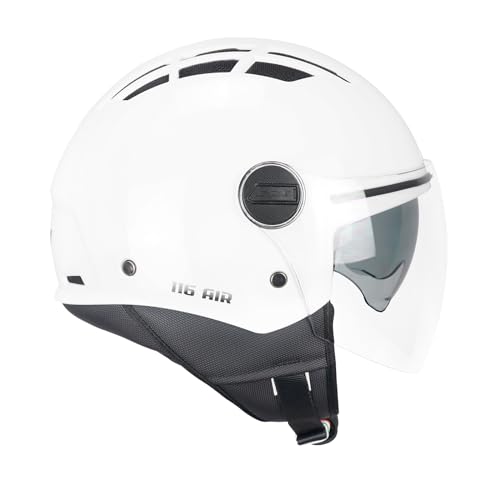 CGM Helm mit offenem Gesicht, 116A Air Mono, Weiß, Größe S (55-56 cm) von CGM