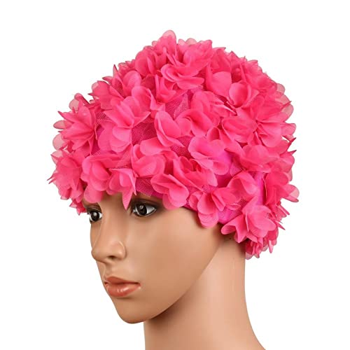 ＣＨＡＭＥＥＮ Damen Badekappe Blumen Blütenblatt Retro Style Blumen Badekappe für Frauen Mädchen Schnelltrocknende Blumen Badekappe von ＣＨＡＭＥＥＮ
