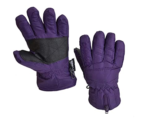 Ski Handschuhe Für Kinder Winter Thermische Warme Schnee Handschuhe für Jungen Mädchen, Wasserdicht Winddicht Anti Rutsch Skating Skifahren Snowboard (164/176, lila) von CHAMONIX