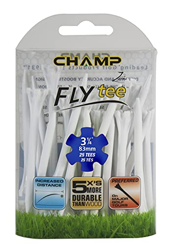 Champ Golf Fly Tee, Weiß, 25er-Pack – 83 mm von CHAMP