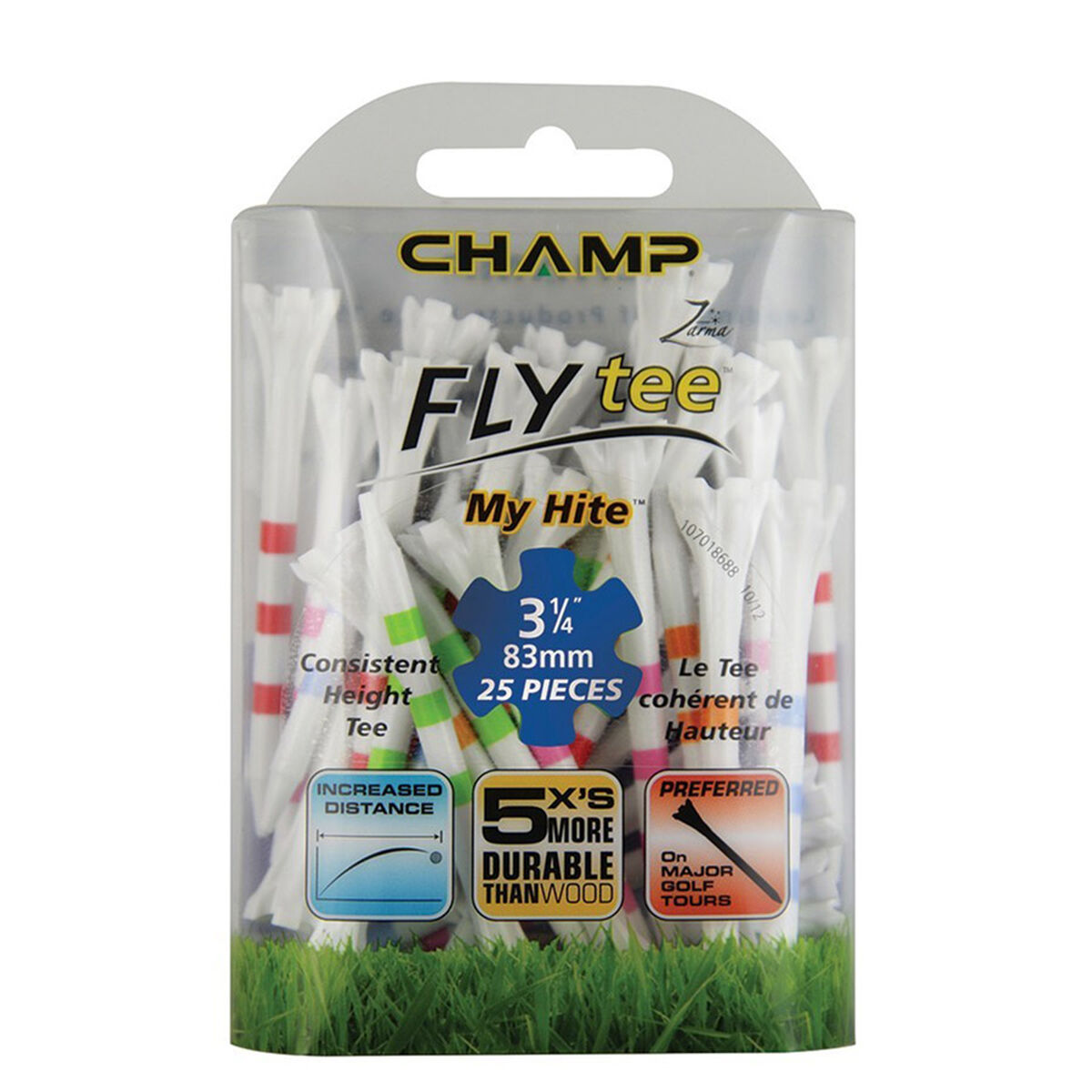 Champ White MyHite Fly Pack of 25 Golf Tees, Size: 83mm | American Golf von CHAMP
