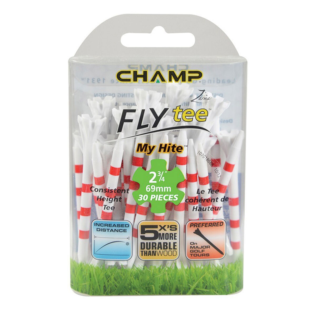 Champ White and Red MyHite Fly Pack of 30 Golf Tees, Size: 69mm | American Golf von CHAMP