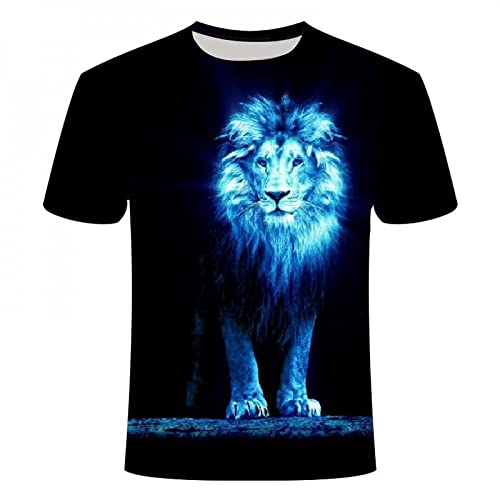 CHANYI Herren 3D Druck T-Shirt 3D-Tier Löwe 3D-Stil Muster T-Shirt Herren Sommer 3D-Druck Lion 3D T-Shirt von CHANYI