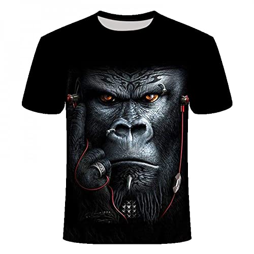 CHANYI Herren 3D Druck T-Shirt Atmungsaktives Freizeit-T-Shirt Mit 3D-Druck, Tier, AFFE, Kurzarm, Gorilla, Lustiges Design, Sport, Freizeit, Top-Tier von CHANYI