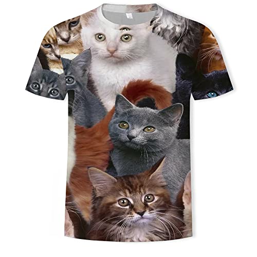 CHANYI Herren 3D Druck T-Shirt Galaxy Space 3D T-Shirt Süße Kleine Katze Isst Taco Pizza Lustiges Shirt T-Shirt Kurzarm Sommer Shirt von CHANYI