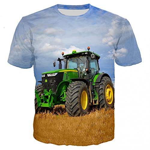CHANYI Herren 3D Druck T-Shirt Lustige T-Shirts 3D-Druck Grün Auto Traktor Kinder Jungen T-Shirt Männer Hip Hop Lässige Streetwear Jungen T-Shirt Frauen T-Shirt Tops von CHANYI