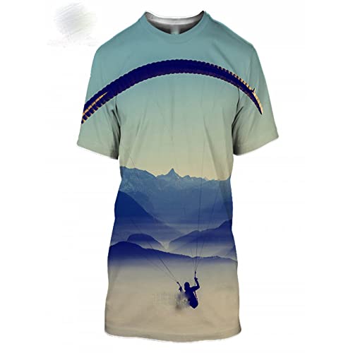 CHANYI Herren 3D Druck T-Shirt Parachute Herren T-Shirt 3D-Druck Retro Fallschirmspringen T-Shirt Fallschirmspringen Skydive Tee Tops Paragliding Homme Shirt von CHANYI