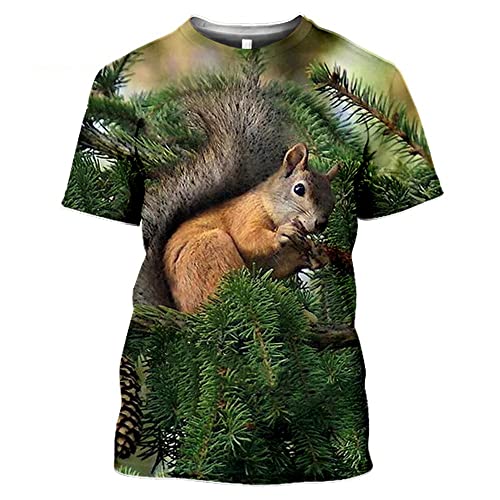 CHANYI Herren 3D Druck T-Shirt Tier Eichhörnchen 3D gedrucktes T-Shirt Sommer Mode Lässig Kurzarm Streetwear Lustiges Homme T-Shirt für Männer von CHANYI