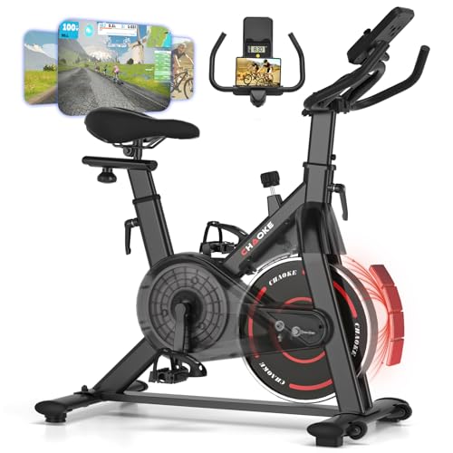 CHAOKE Neues Upgrade Heimtrainer Fahrrad mit APP, 100% Leises Magnetwiderstand mit Verstellbarem Widerstand, Hometrainer Ergometer mit LCD-Monitor, Indoor Fitnessbike für Kardio-Training zu Hause von CHAOKE