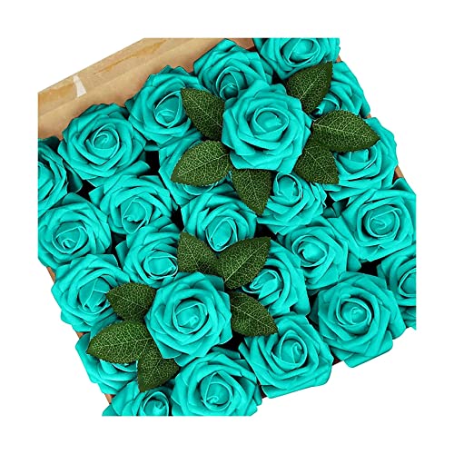 CHCWR Künstliche Blumen für Dekoration 25 PCs wirklich aussehende Schaumfälschungen gefälschte Rosen mit Stielen DIY Hochzeitsstrauß Mittelstücke Party Kuchen Wohnungsbaudekoration von CHCWR