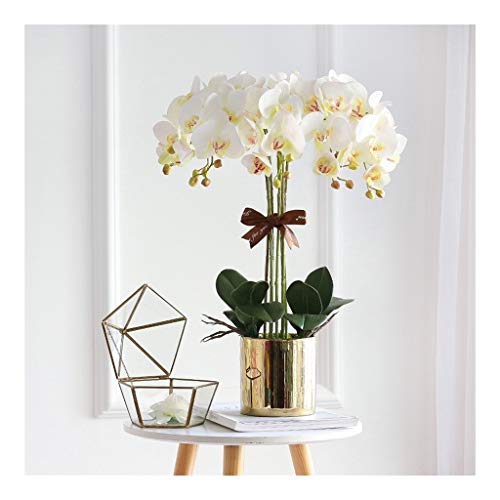 CHCWR Künstliche Blumen und Phalaenopsis gefälschte Blumen Seide gefälschte Blumen Goldene Vase Bouquet Dekorative Bouquet Hortena Hochzeit Dekoration Tisch Herzstück Office Hochzeitsfeier Dekoration von CHCWR