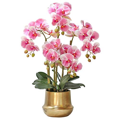 CHCWR Orchidee künstliche Blumen Phalaenopsis falsche Blume mit Keramik Vase gefälschte Seidenblumen Dekoration für Tisch -Home Office Hochzeitsfeier Hotel Restaurant oder Gartendekoration (Pink) für von CHCWR