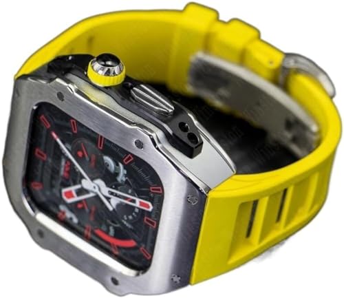 CHCWR RM -Stil Edelstahl Uhr Watch Hülle+Gummi -Uhren -Band -Mod -Kit ， für Ultra 8 7 6 5 4 Se 49mm 45 mm 44 mm ， Männer Gummi -Uhr -Gurt -Uhr -Modifikation Kit von CHCWR