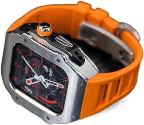 CHCWR RM -Stil Edelstahl Uhr Watch Hülle+Gummi -Uhren -Band -Mod -Kit ， für Ultra 8 7 6 5 4 Se 49mm 45 mm 44 mm ， Männer Gummi -Uhr -Gurt -Uhr -Modifikation Kit von CHCWR