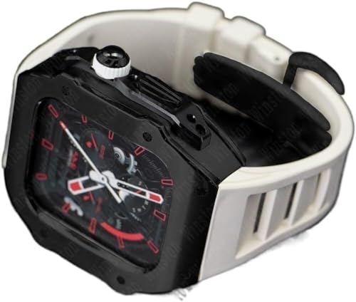 CHCWR RM -Stil Edelstahl Uhr Watch Hülle+Gummi -Uhren -Band -Mod -Kit ， für Ultra 8 7 6 5 4 Se 49mm 45 mm 44 mm ， Männer Gummi -Uhr -Gurt -Uhr -Modifikation Kit von CHCWR