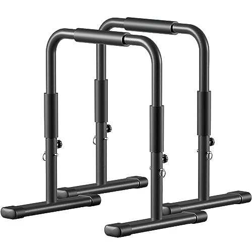 Dip Barren, Dip Station, Fitness Parallettes, 82-102 cm höhenverstellbar, Gymnastik Calisthenics Equipment, bis 200 kg, für Ganzkörper-Krafttraining, Körpertraining von CHEKZ