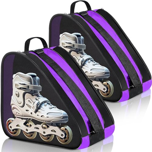 CHENGU Rollschuh-Tasche, große Kapazität, atmungsaktiv, mit verstellbarem Schultergurt, Eiskunstlauf-Tasche, Zubehör für Jungen, Mädchen, Erwachsene, Violett, 2 Stück von CHENGU