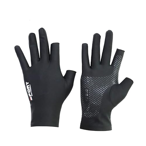 CHENNAN 1 Paar Anti Rutsch Sonnenschutz Handschuhes für Outdoor UV-Schutz Sommerhandschuhe Anti Handschuhe Angeln Driving Fishing Handschuhe Atmungsaktiv für Damen und Herren (Schwarze) von CHENNAN