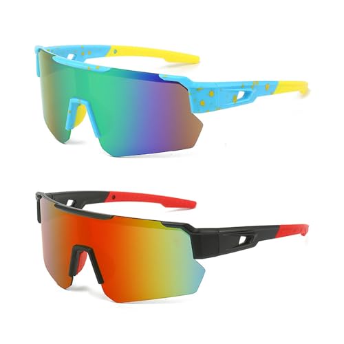 CHENNAN 2 Stück Schnelle Brille Polarisiert Fahrradbrille Sportbrille Radsport Brillen Sonnenbrille Fahrrad für Outdoorsport UV400-Schutz für Autofahren,Laufen,Angeln,Biking Brille,Golf (A1) von CHENNAN