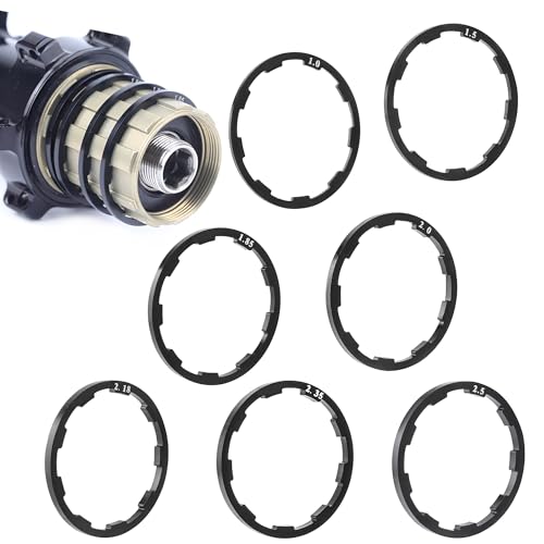 CHENNAN 7 Stück Fahrrad Innenlager Spacer, Fahrrad Tretlager Unterlegscheibe, Fahrrad Schwungrad Nabe Spacer, Fahrrad Schwungrad Unterlegscheibe Spacer, Für Fahrrad,Rennrad,Mountainbike (Schwarz) von CHENNAN