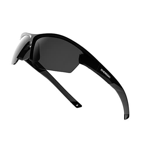 CHEREEKI Sonnenbrille Herren Polarisiert,TR90 Sportbrille Fahrradbrille für Herren Damen Radfahren Schießen Angeln Fahren Laufen Golf UV400 Schutzbrille von CHEREEKI
