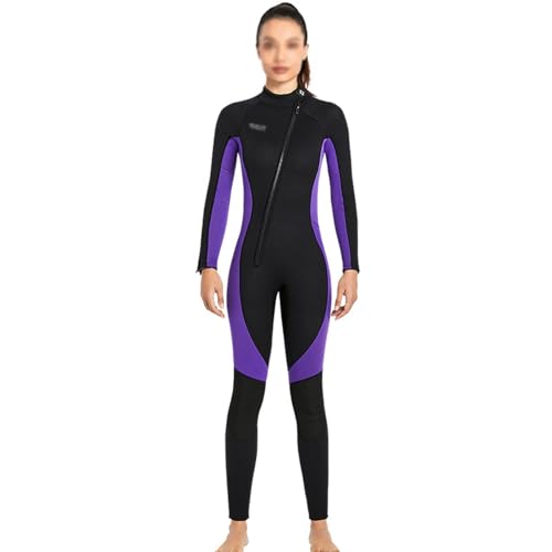 Frauen Neoprenanzug 3mm Neopren-Tauchanzug Warmhalten In Kaltem Wasser UV-Badebekleidung Sport Skins Für Surfen Schwimmen Tauchen (Color : Purple, Size : M) von CHEREST