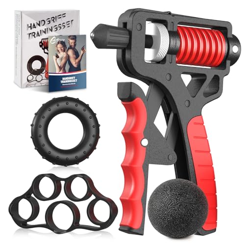 Cheting Handtrainer 4er Set, Unterarmtrainer Einstellbarer Widerstand 5-80kg, Fingertrainer mit Griffball, Griffkreis und Finger Trainingsgerät, Perfekt für Fitnessprofis und Profisportler. von CHETING