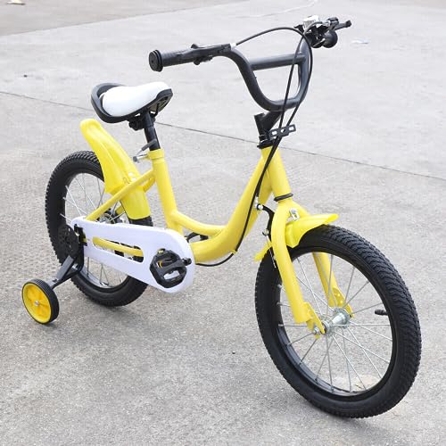 CHFUNE 16 Zoll Fahrrad Gelb für Kinder Kinder Fahrrad für Mädchen und Jungen mit Stützrädern - Von 3-9 Jahren von CHFUNE