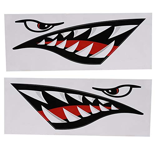 CHICIRIS Shark Teeth Mouth Sticker, 2 PCS Kayak Sticker 40 X 17 X1cm für Kajak Kanu, Fischerboot, Beiboot von CHICIRIS