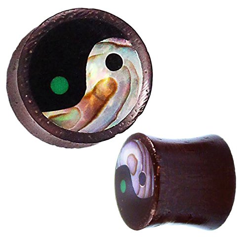 CHICNET Sonoholz Plug Yin Yang Inlay Paua Abalone Resin schwarz Tunnel Tribal Expander 06 mm CHICNET Sonoholz Plug Yin Yang Inlay Paua Abalone Resin schwarz Tunnel Tribal Expander 06 mm von CHICNET