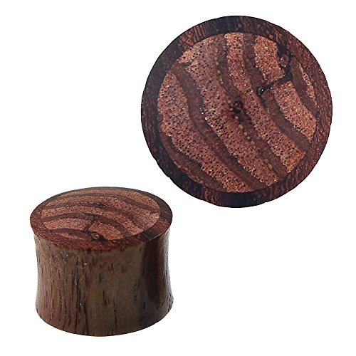 Chic-Net Holz Plug Sonoholz Zebraholz Inlay gestreift Tunnel Tribal Expander Ohrplug 05 mm von CHICNET