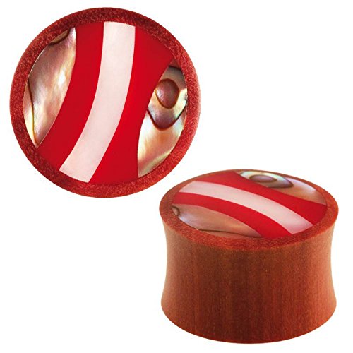 CHICNET Saba Holz Plug Muschel Inlay Streifen Rot weiß Expander Tunnel 12 mm CHICNET Saba Holz Plug Muschel Inlay Streifen Rot weiß Expander Tunnel 12 mm von CHICNET