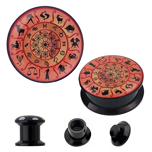 Chic-Net Schraub Plug Acryl Sternzeichen Kreise Symbole Tunnel Expander Piercing Ohrschmuck 14 mm von CHICNET