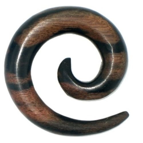 Chic-Net Tribal Holz Piercing Expander Spirale braun Dunkelbraun Muster Sonoholz Plug Tunnel Ohrhänger Ohrstecker 10 mm von CHICNET
