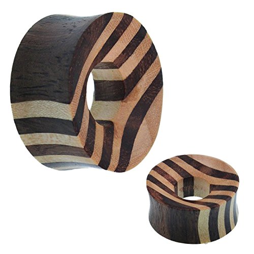 CHICNET Tribal Holz zweifarbig gestreift Tunnel hell dunkel Holztunnel handgeschnitzt Plug Expander 20 mm CHICNET Tribal Holz zweifarbig gestreift Tunnel hell dunkel Holztunnel handgeschnitzt Plug Expander 20 mm von CHICNET