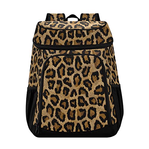 Afrikanisches Tier Braun Leopard Textur Kühlrucksack Damen Herren Picknick Kühltaschen Isolierte Große Kapazität Lunch-Taschen für Arbeit Angeln Wandern Camping Park Strand von CHIFIGNO